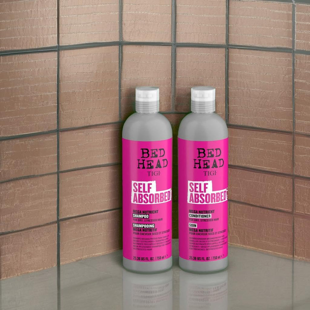 TIGI Bed Head Frizz Control Shampoo label emphasizes nourishing ingredients.