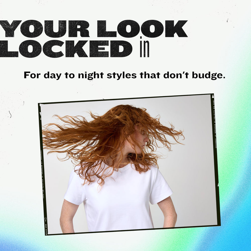 TIGI Bed Head Hard Head hair types image shows universal hold for all textures.