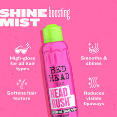TIGI Bed Head Headrush gloss detail highlights the shiny finish