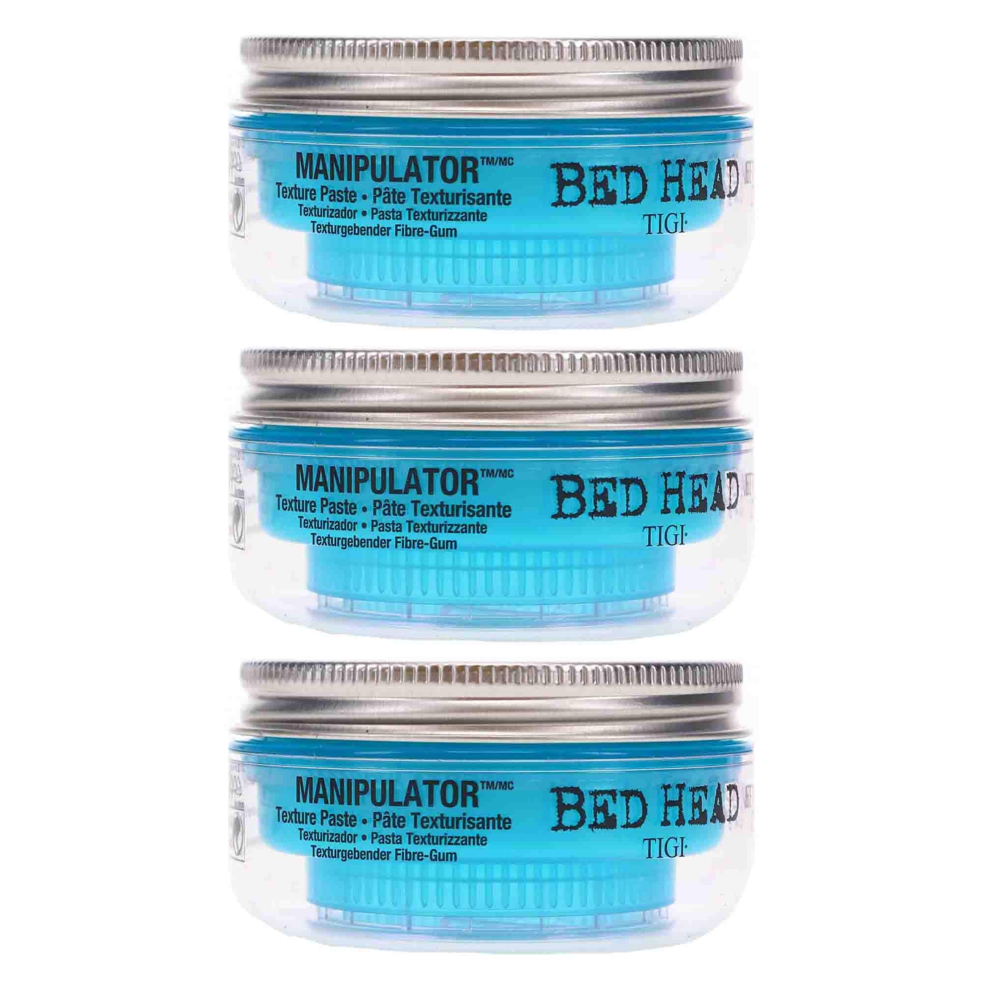 TIGI Bed Head Manipulator 3-pack packaging closeup highlights value and bulk purchase.