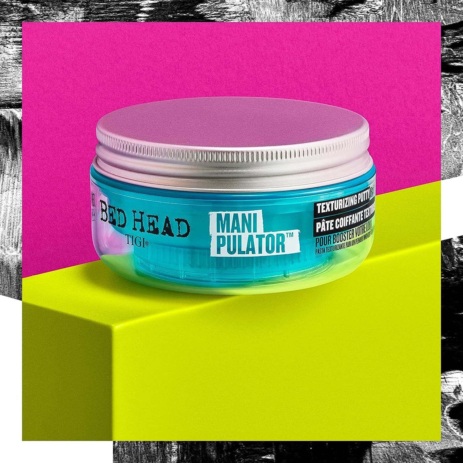 TIGI Bed Head Manipulator texture application demonstrates thicker-looking hair