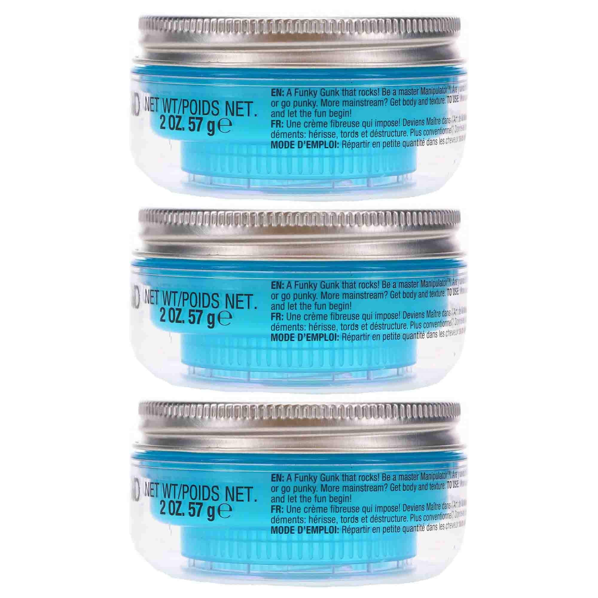 TIGI Bed Head Manipulator texture paste in hands demonstrates pliable shaping and texture.
