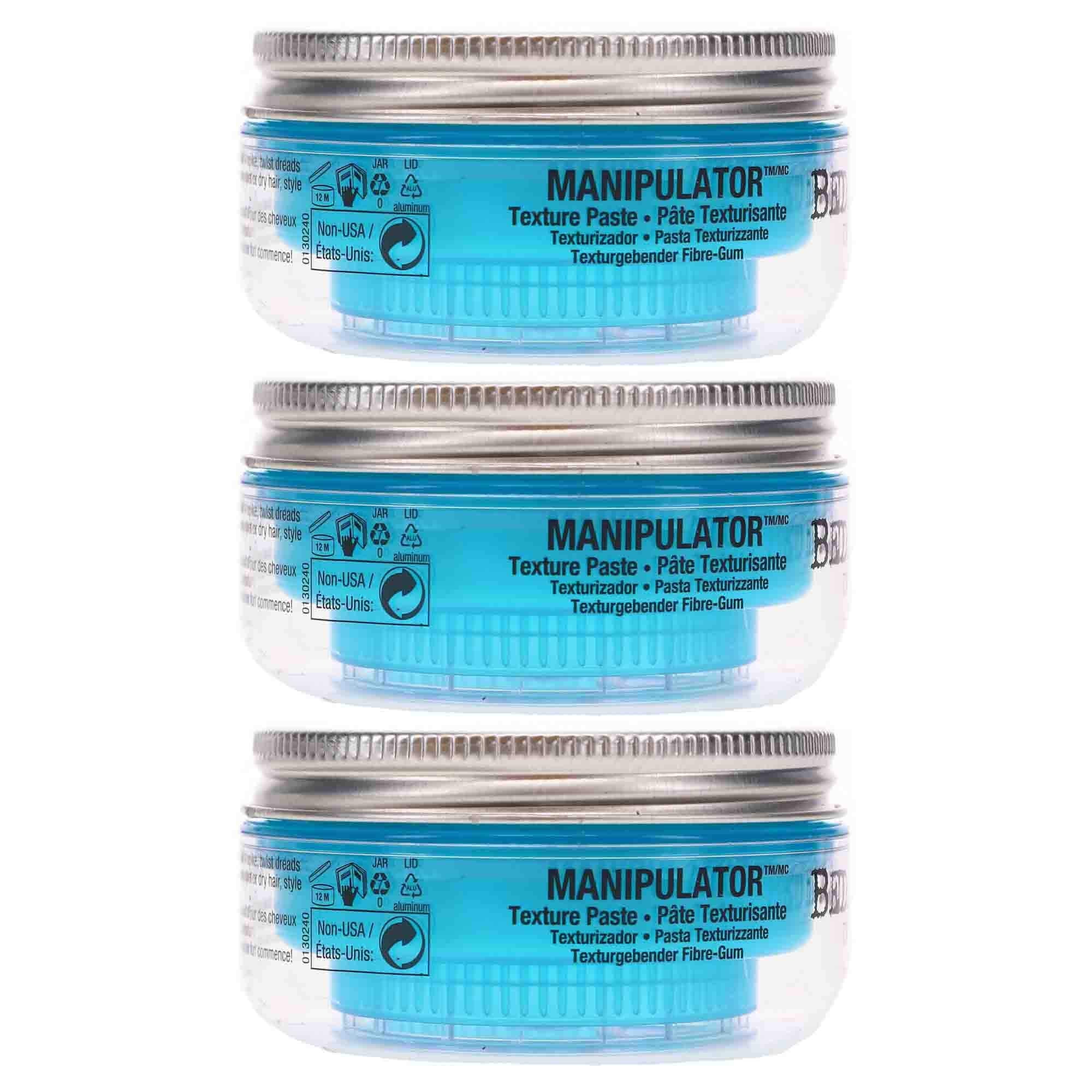 TIGI Bed Head Manipulator easy washout shown for straightforward removal.