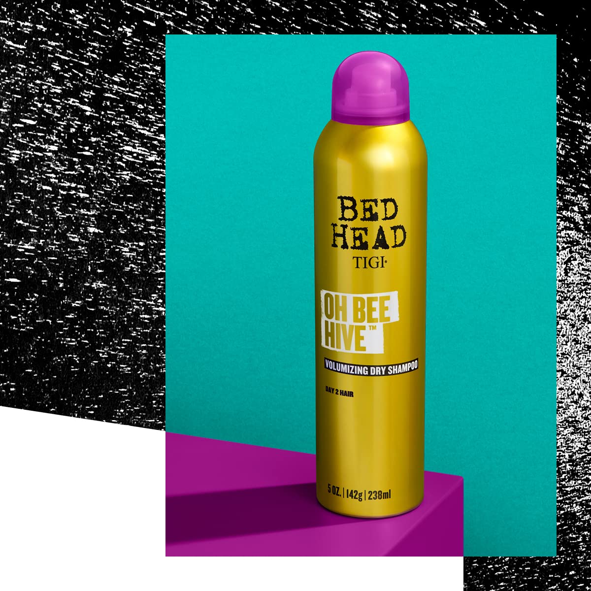TIGI Bed Head Oh Bee Hive spray nozzle demonstrates quick root lift for day-two hair.