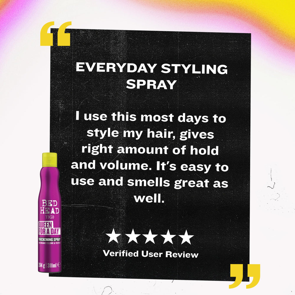 TIGI Bed Head Queen For A Day air-dry-volume demo shows lift