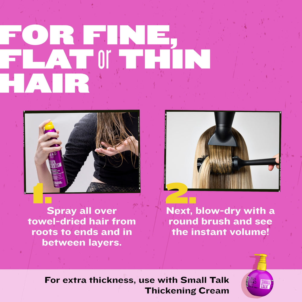 TIGI Bed Head Queen For A Day transformation from flat to full