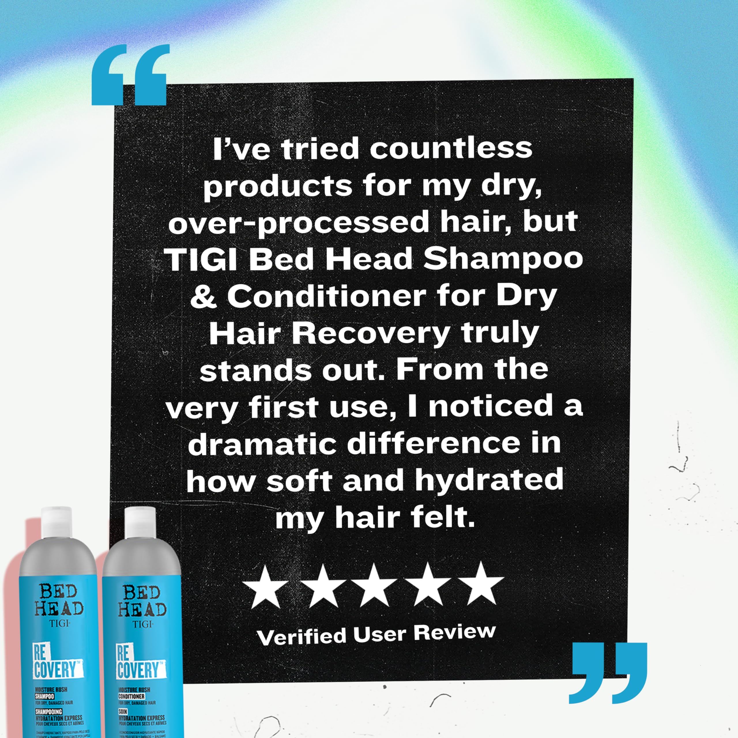 TIGI Bed Head Recovery label close-up highlights cactus extract benefits
