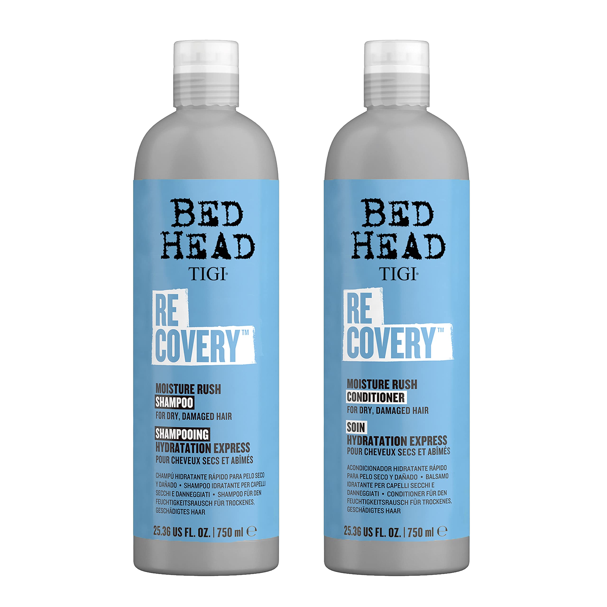 TIGI Bed Head Recovery Shampoo bottle delivers deep hydration for damaged hair