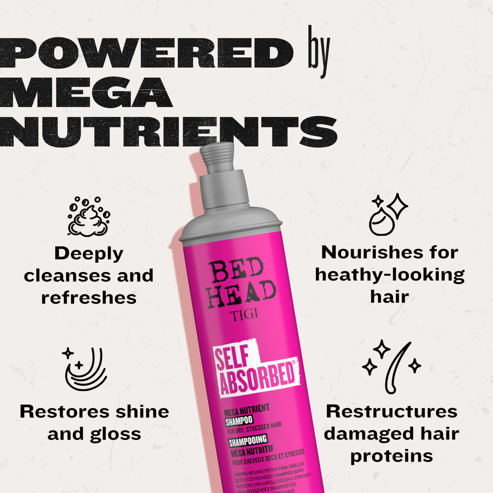 TIGI Bed Head Self Absorbed Conditioner close-up shows anti-static action.