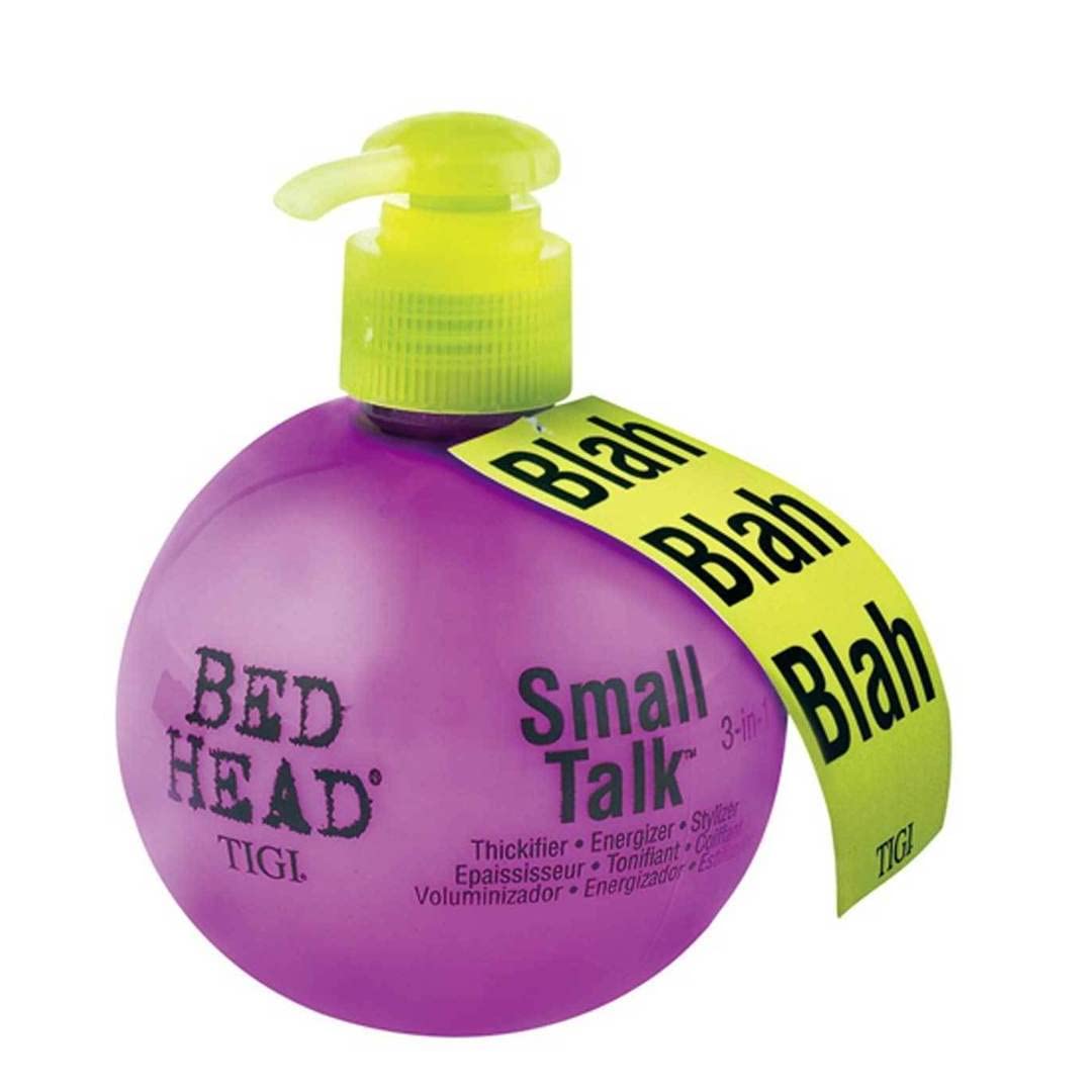 TIGI Bed Head Small Talk thickifier bottle for fuller, texturized hair.