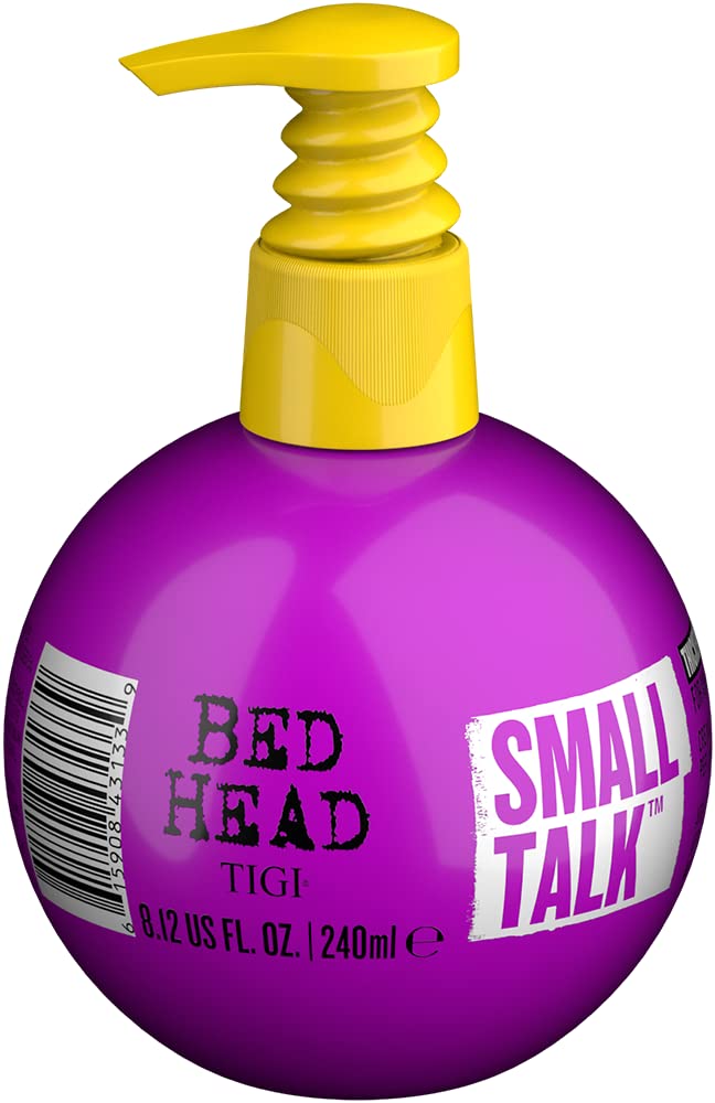 TIGI Bed Head Small Talk bottle front view, highlighting 3-in-1 thickening for fuller hair.