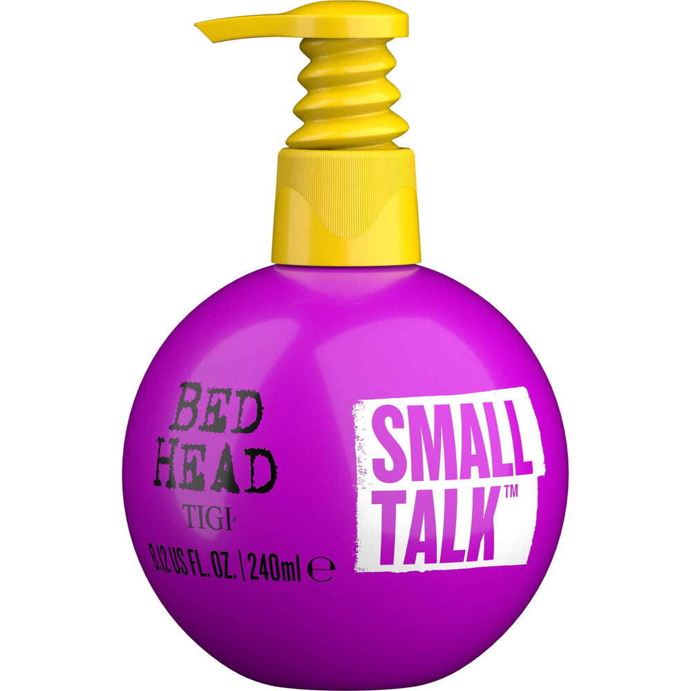 TIGI Bed Head Small Talk Thickening Cream bottle shows salon-grade volume and ease of use