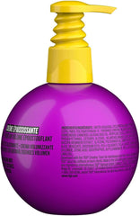 Dispensing shot with TIGI Bed Head Small Talk Thickening Cream demonstrates easy application