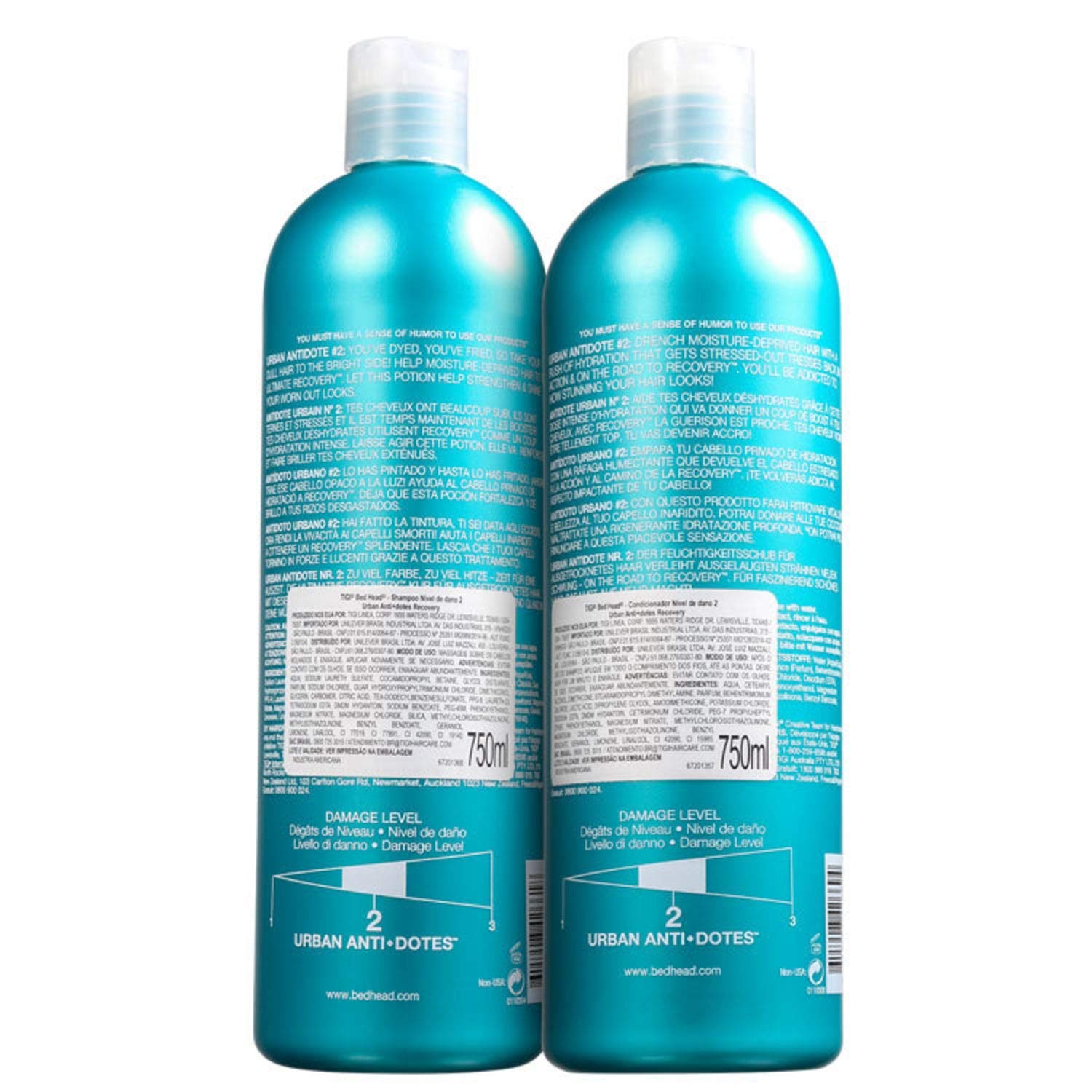 TIGI Bed Head Urban Anti-dote Recovery Conditioner bottle emphasizing smoother hair and reduced breakage.