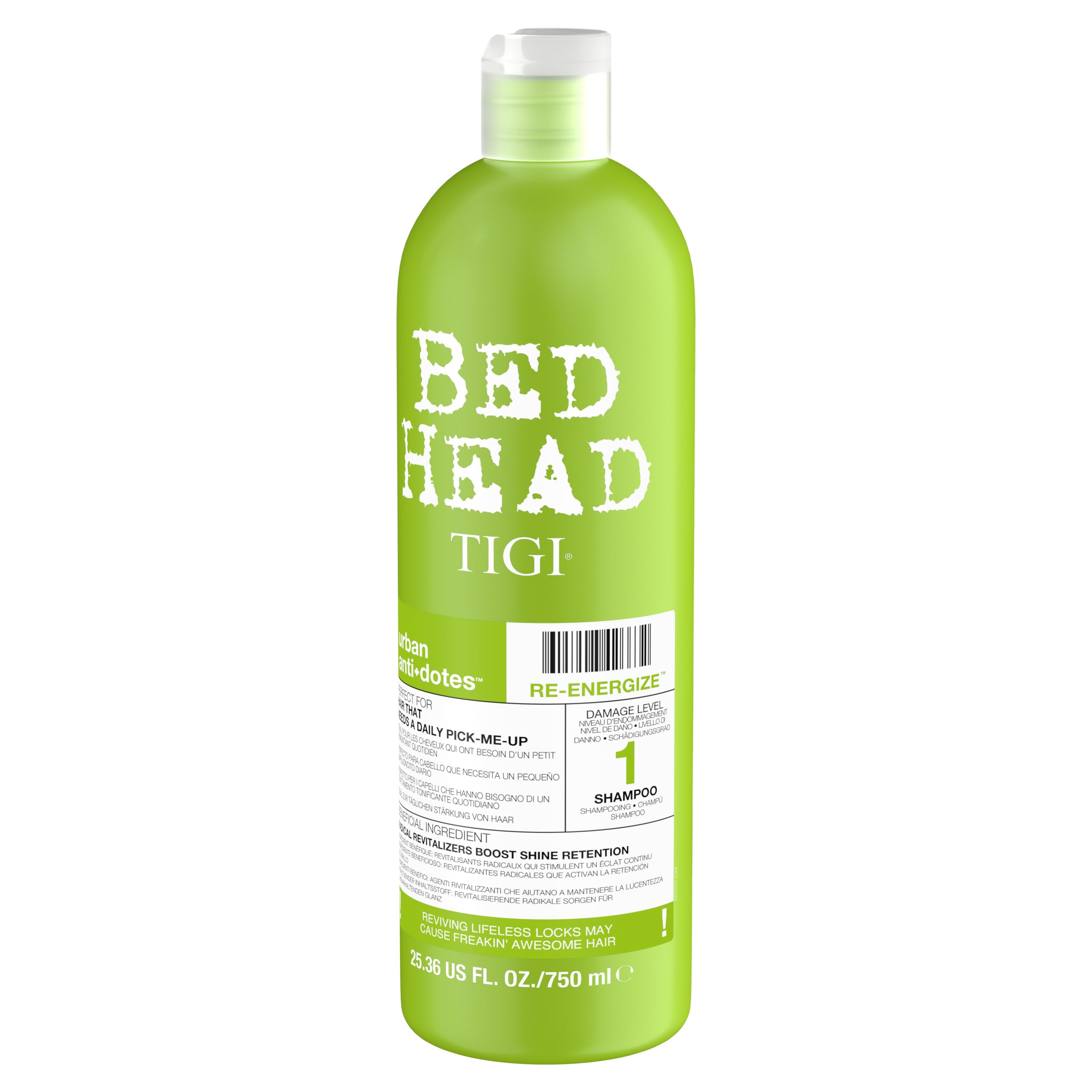TIGI Bed Head Urban Antidotes 1 shiny-finish after wash hints at color-friendly shine.