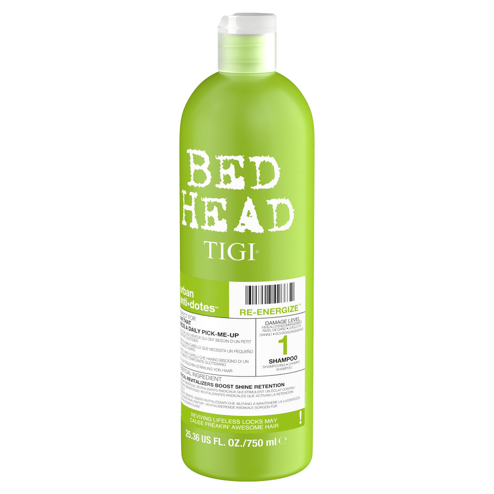TIGI Bed Head Urban Antidotes 1 shiny-finish after wash hints at color-friendly shine.