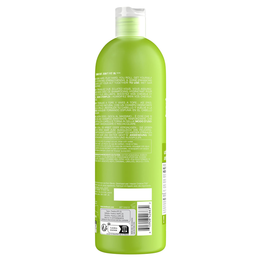 TIGI Bed Head Urban Antidotes 1 wet-hair close-up suggests moisture revival.