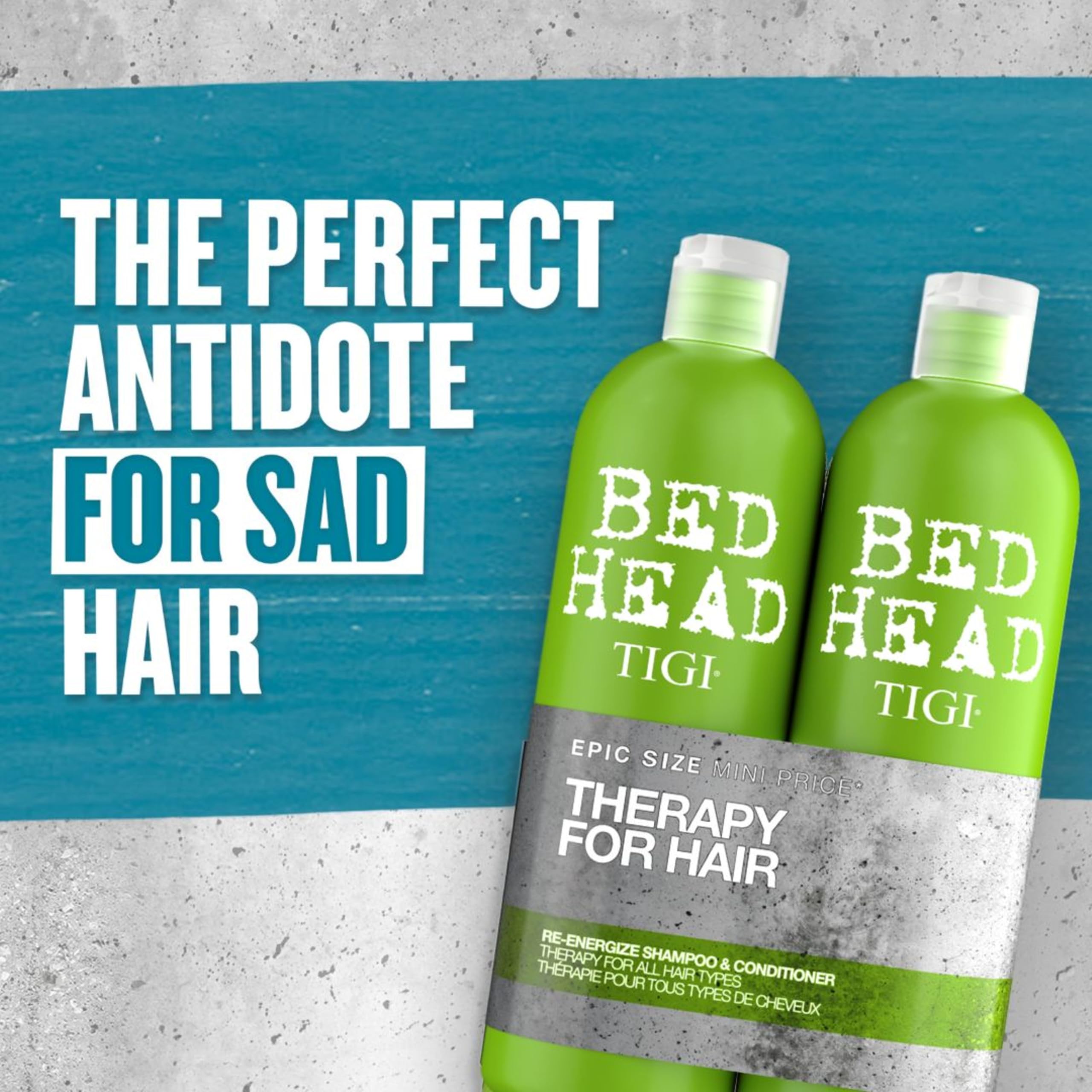 TIGI Bed Head Urban Antidotes Re-Energize label detail indicates colour-safe daily care