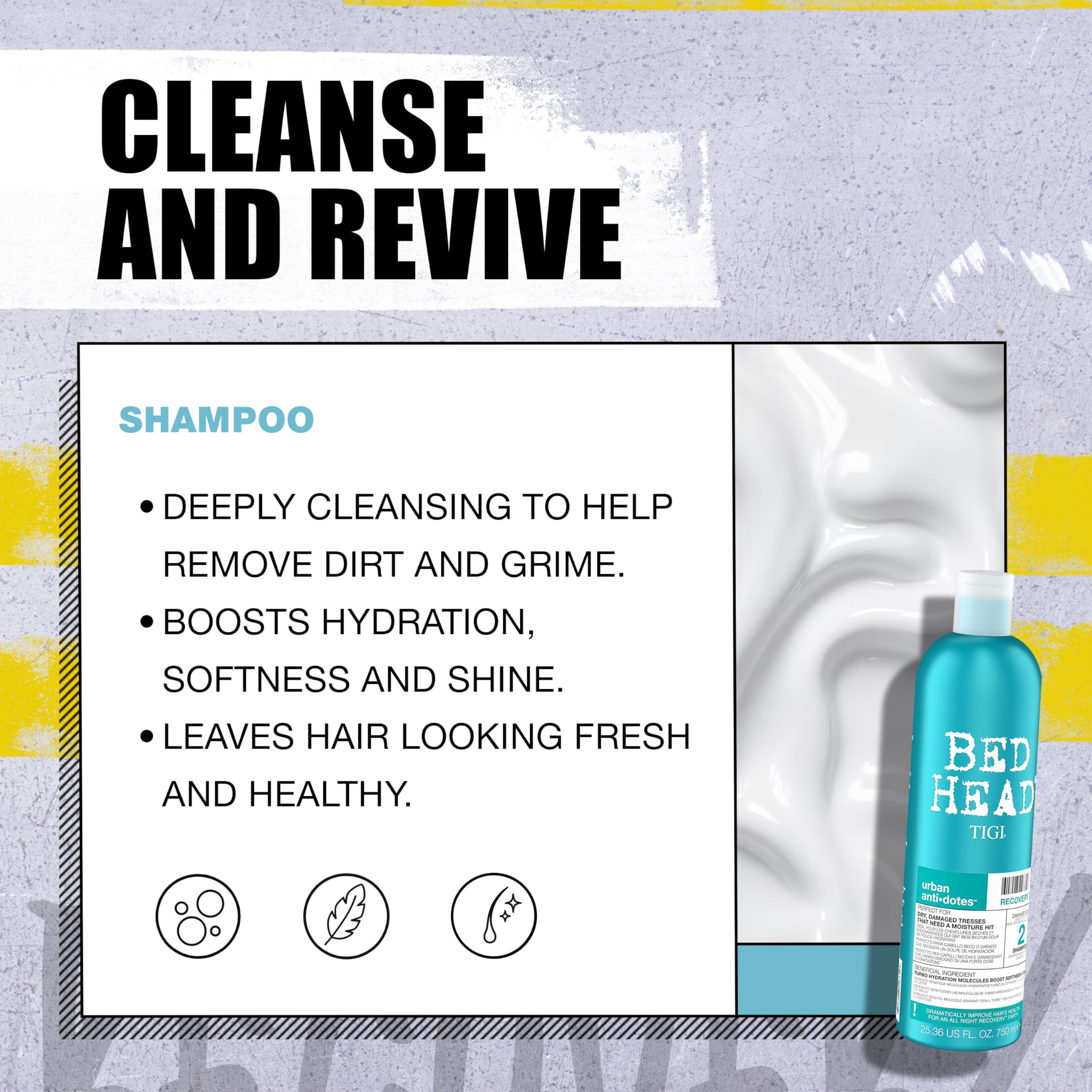 TIGI Bed Head Urban Antidotes Recovery conditioner application close-up—mid-lengths to ends hydration.