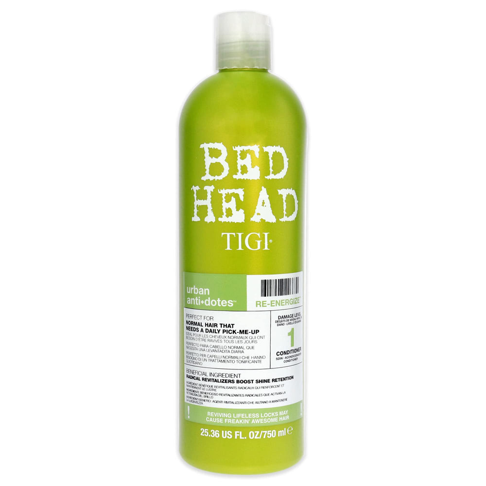 TIGI Bed Head Urban Antidotes Re-Energize conditioner bottle delivers lightweight hydration and shine.