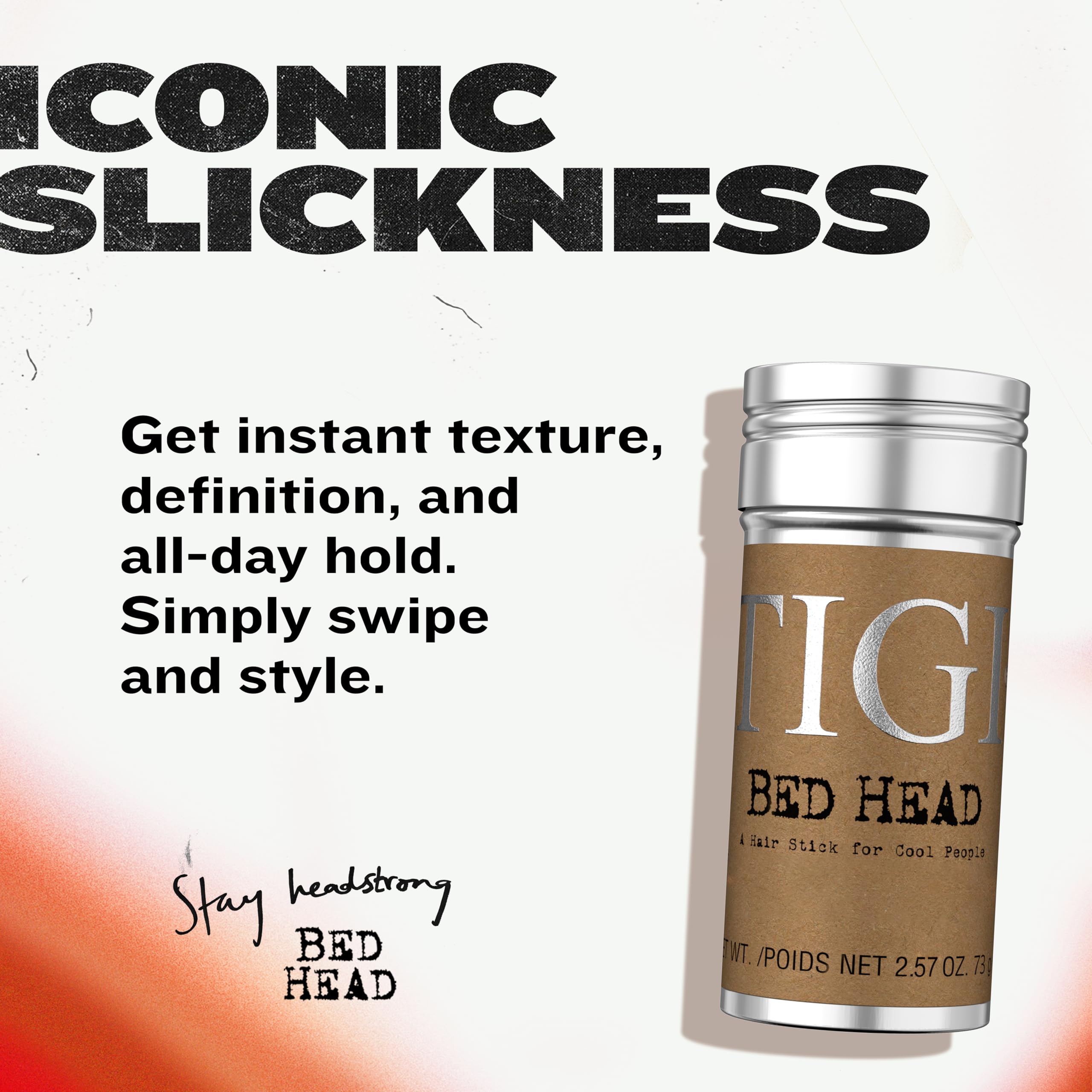 TIGI Bed Head Wax Stick application on dry hair delivers instant texture and flyaway control.