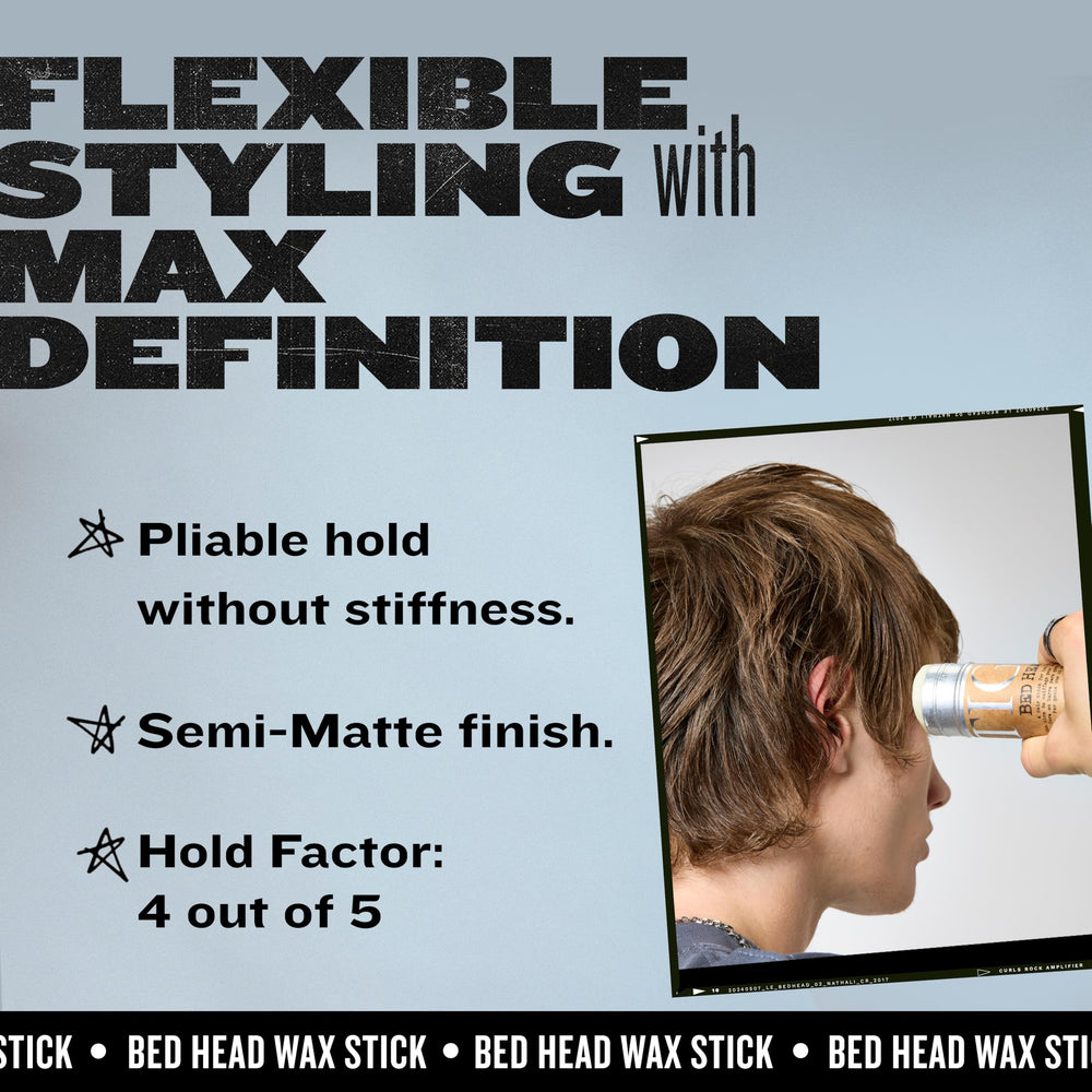 TIGI Bed Head Wax Stick suits short to medium hair with flexible hold.
