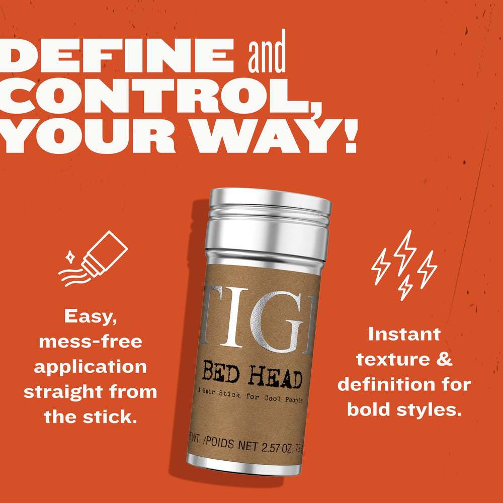 TIGI Bed Head Wax Stick powered by natural waxes for grip and texture.