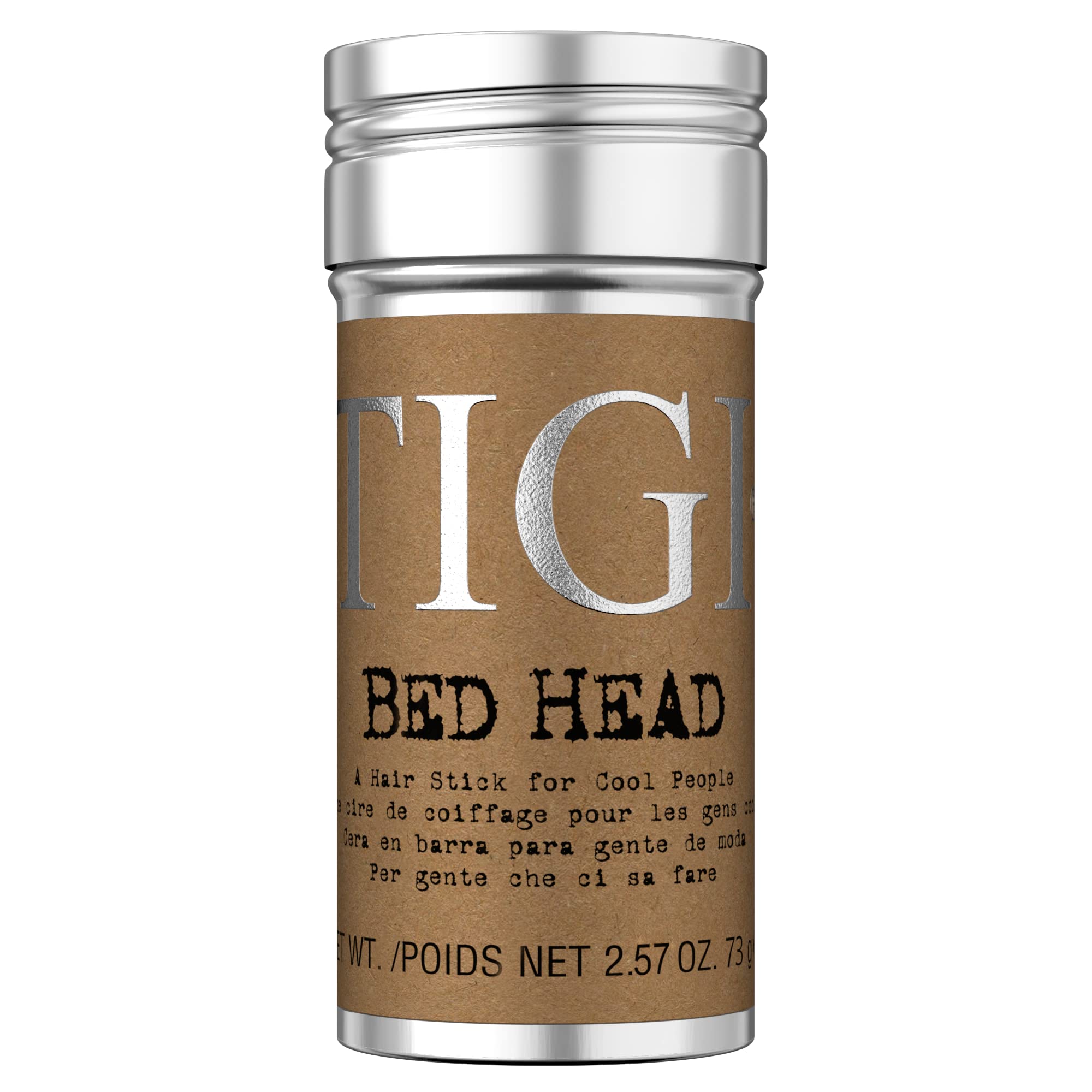 TIGI Bed Head Wax Stick packaging close-up showing strong hold and lavender scent.