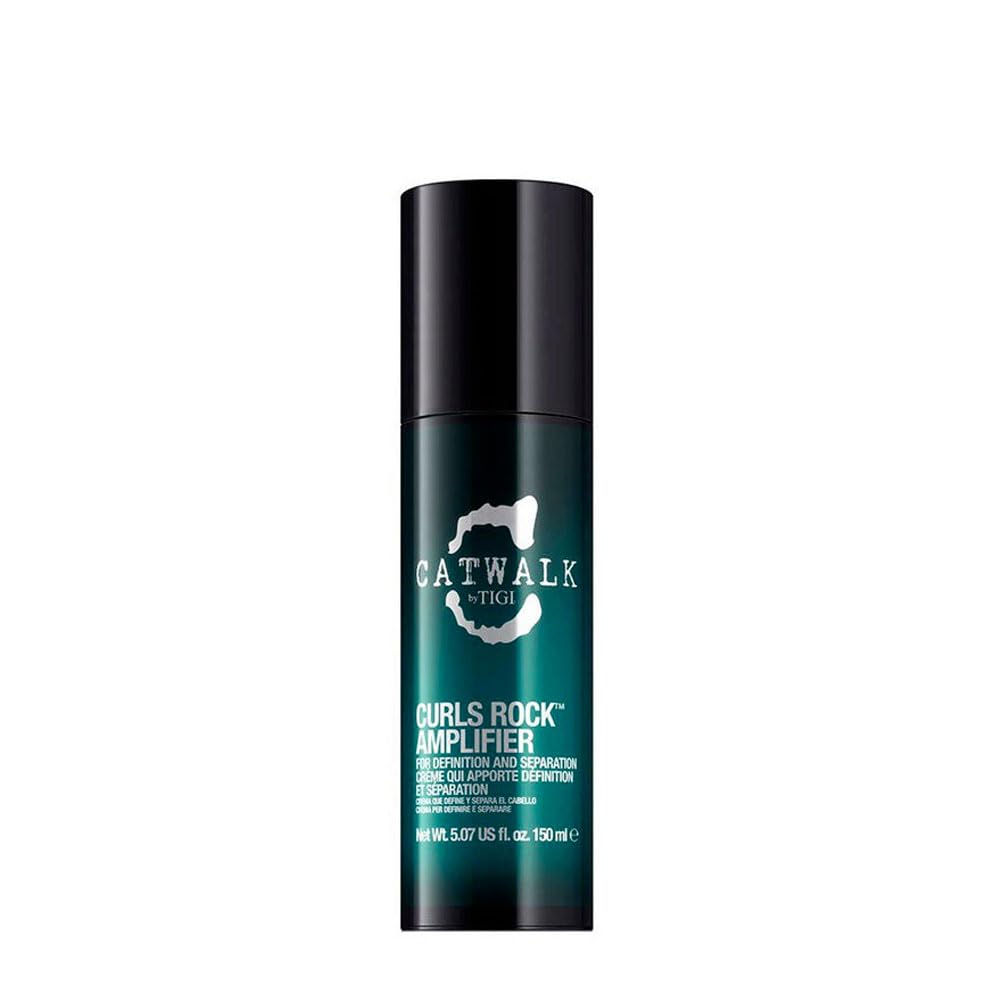 TIGI Catwalk Curls Rock Amplifier bottle pour demonstrates curl hold