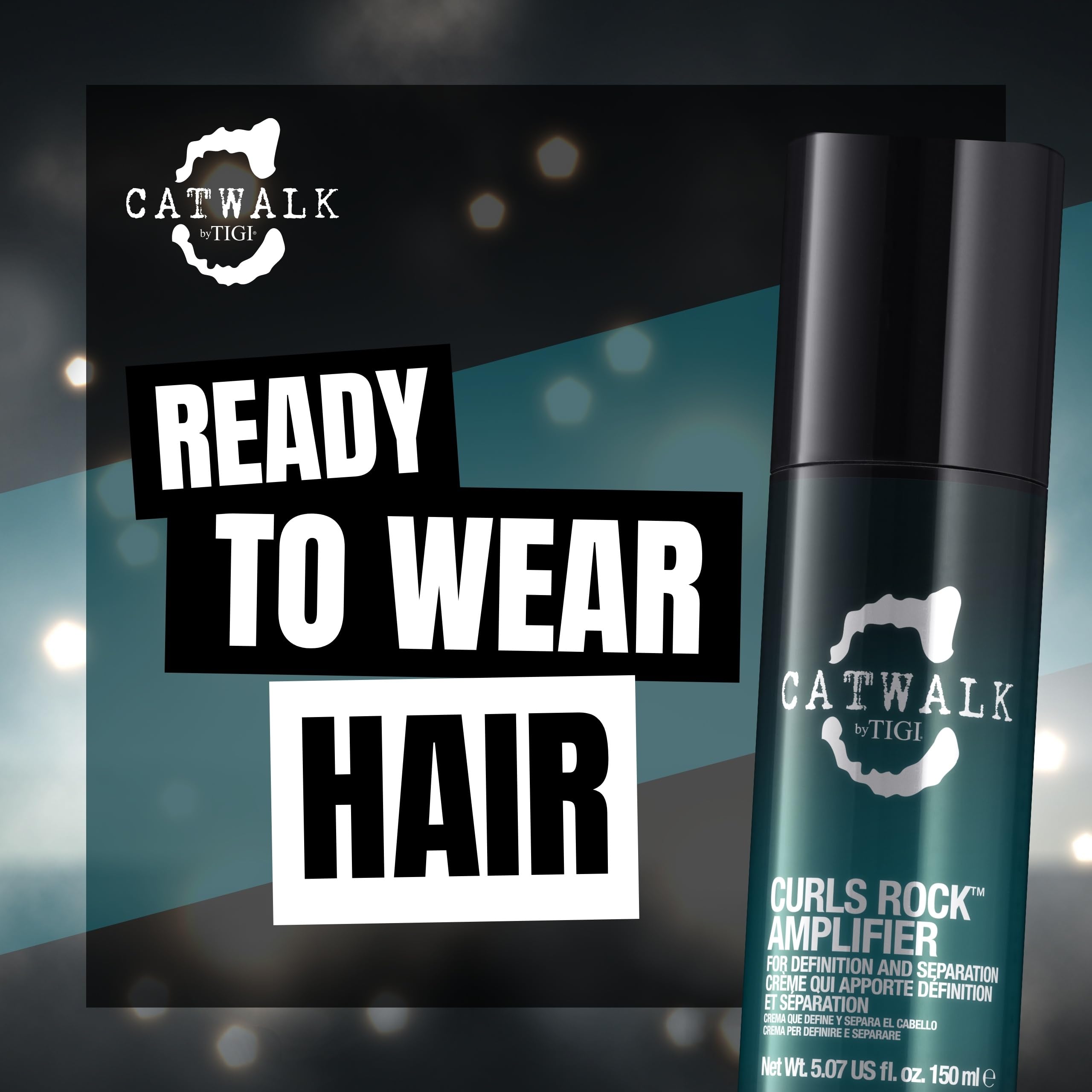 TIGI Catwalk Curls Rock Amplifier duo-pack display showing salon-grade results at home.