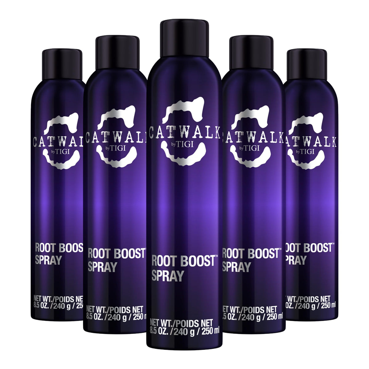 TIGI Catwalk Root Boost Spray Foam bottle showing volumizing lift for all hair types.