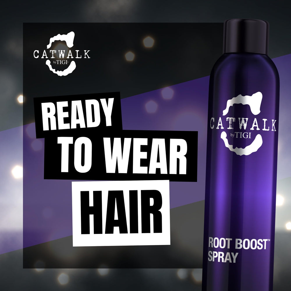 TIGI Catwalk Root Boost Spray Foam delivers texture and volume in a finished style.