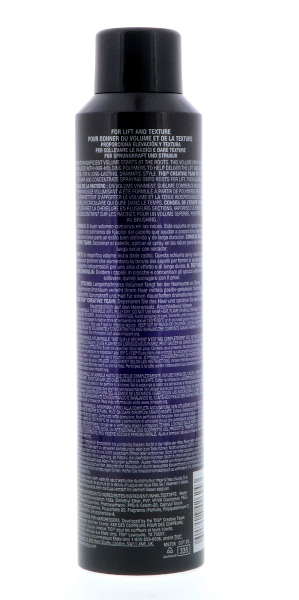 TIGI Catwalk Your Highness Root Boost spray with sleek straight hair for lift.