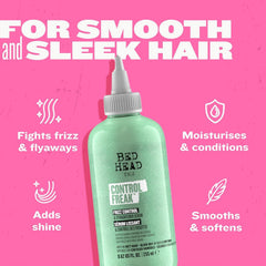 Application on damp hair for improved manageability and texture.