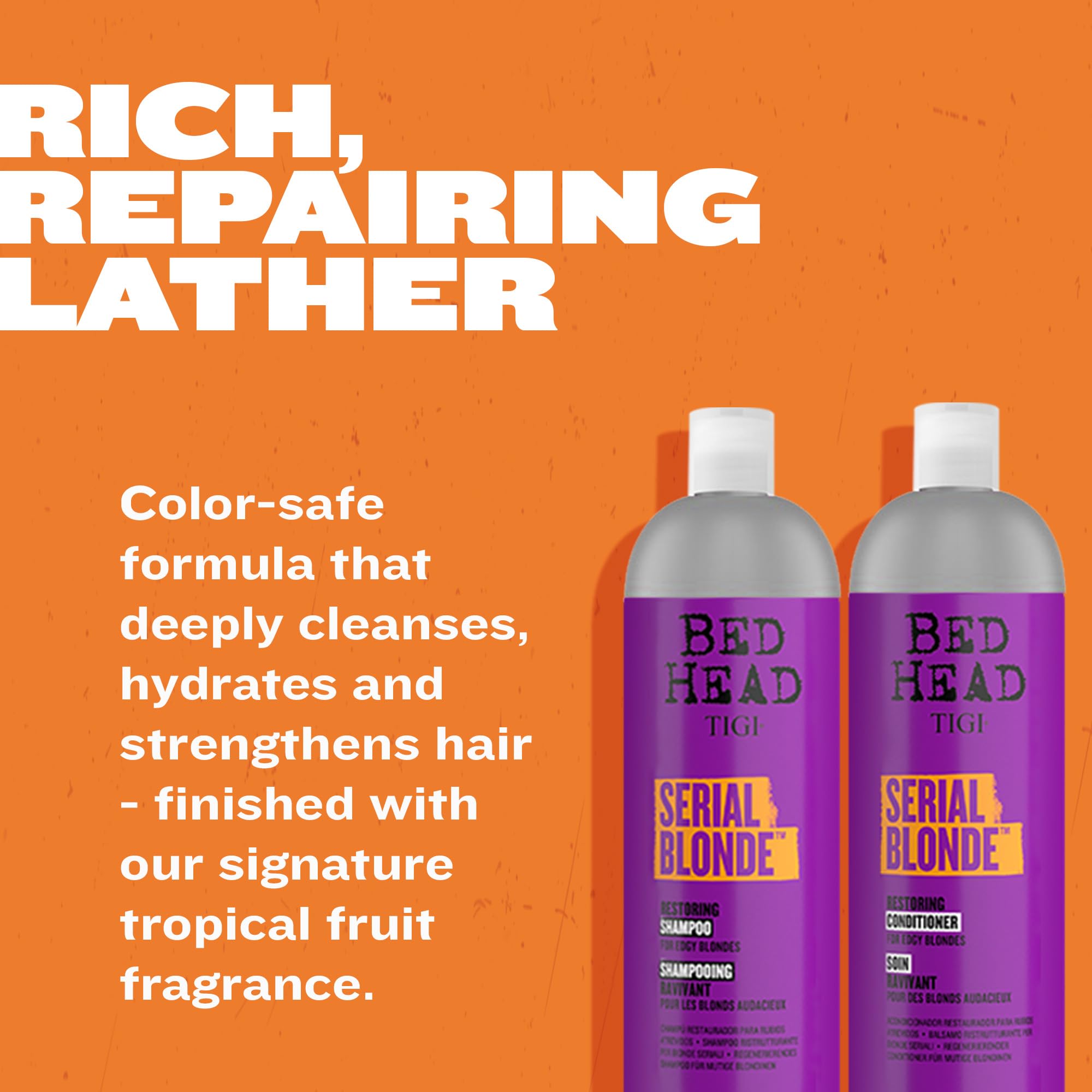 TIGI Serial Blonde application demonstration shows 5–10 minute deep conditioning option.