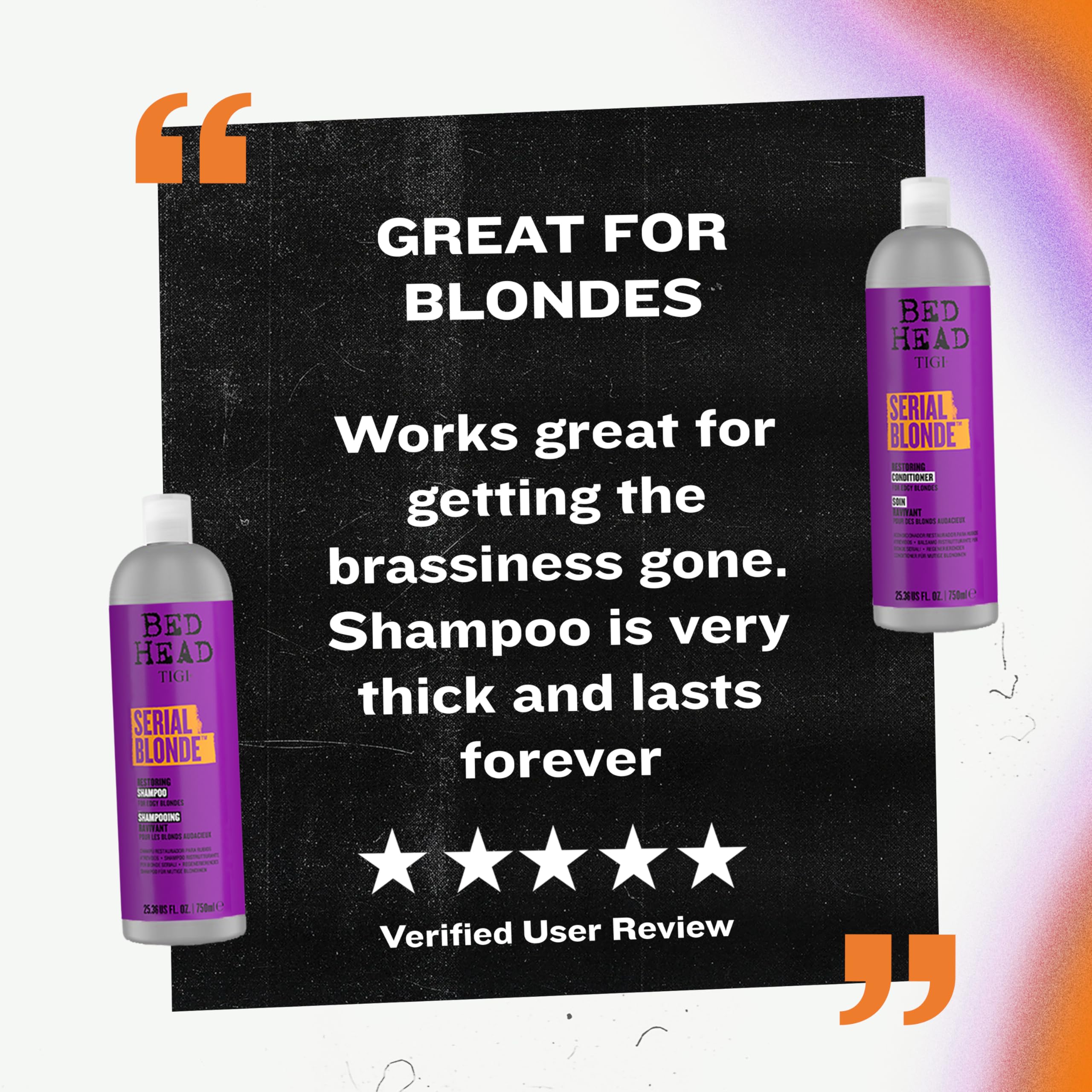 TIGI Serial Blonde shine close-up illustrates glass-like finish and vibrant color.