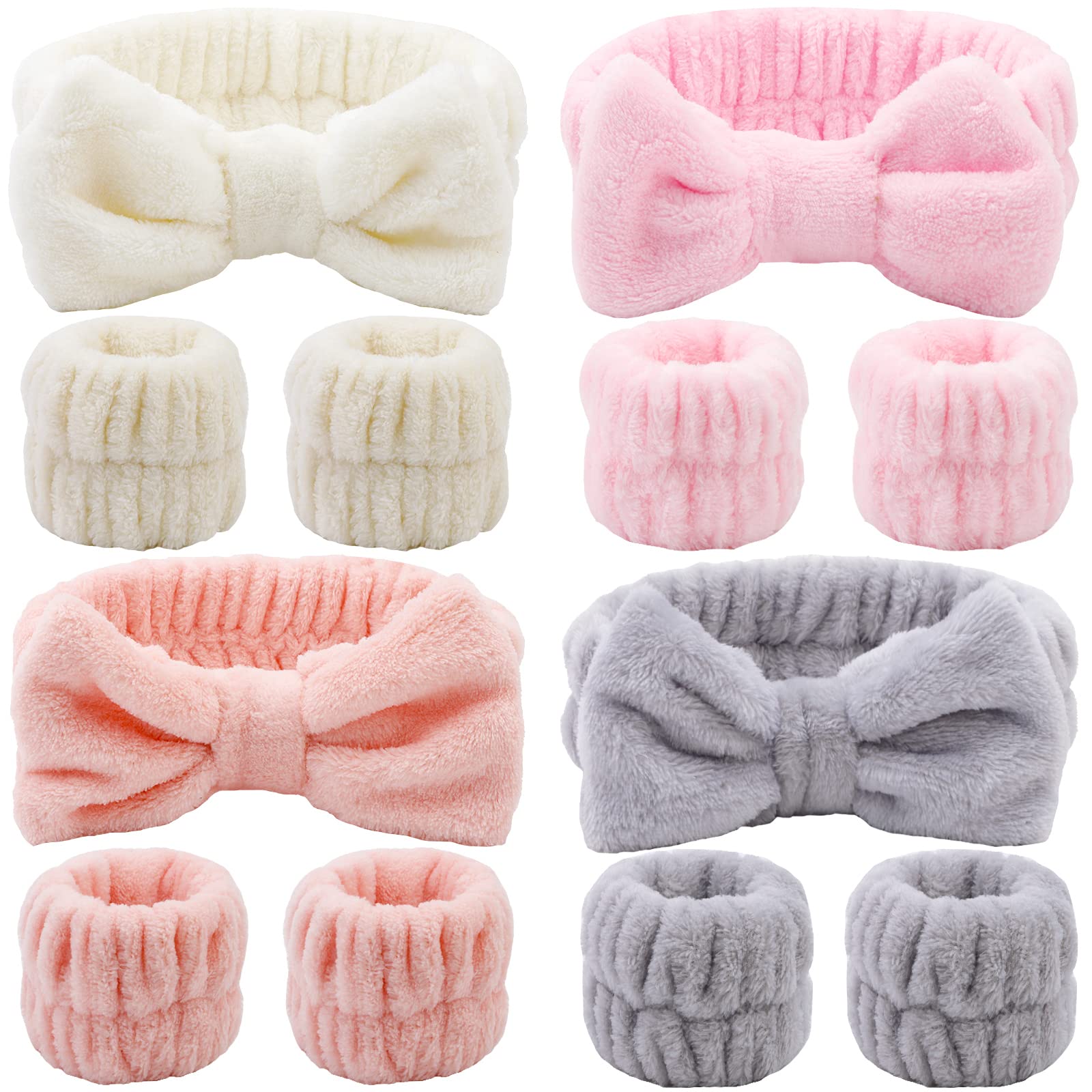Tihebax 12-piece microfiber headbands with bows for skincare routines