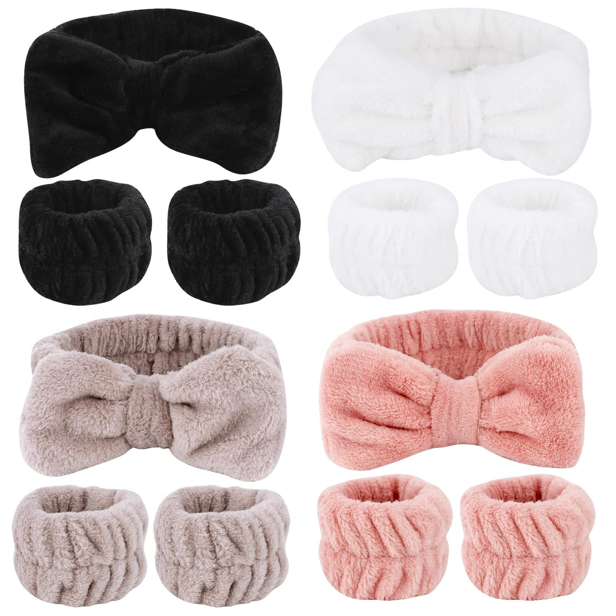Tihebax 12pcs spa set headband and towels; keeps hair out during cleansing.
