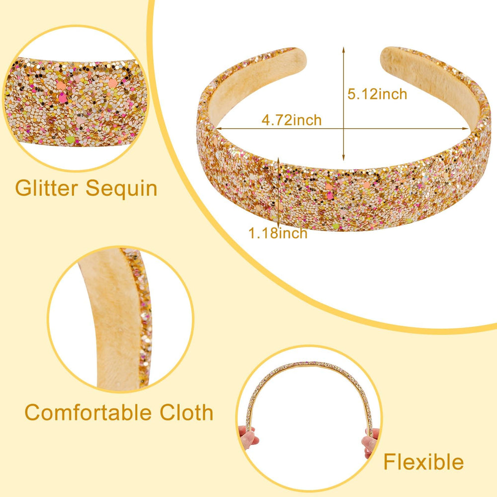 Tihebax glitter headbands in gold stand out for festive looks and all‑day shine.