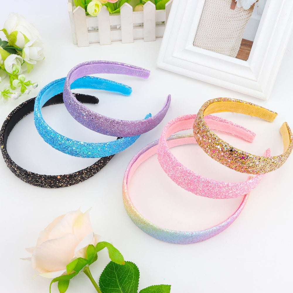 Tihebax purple glitter headband elevates casual outfits with a touch of shimmer.