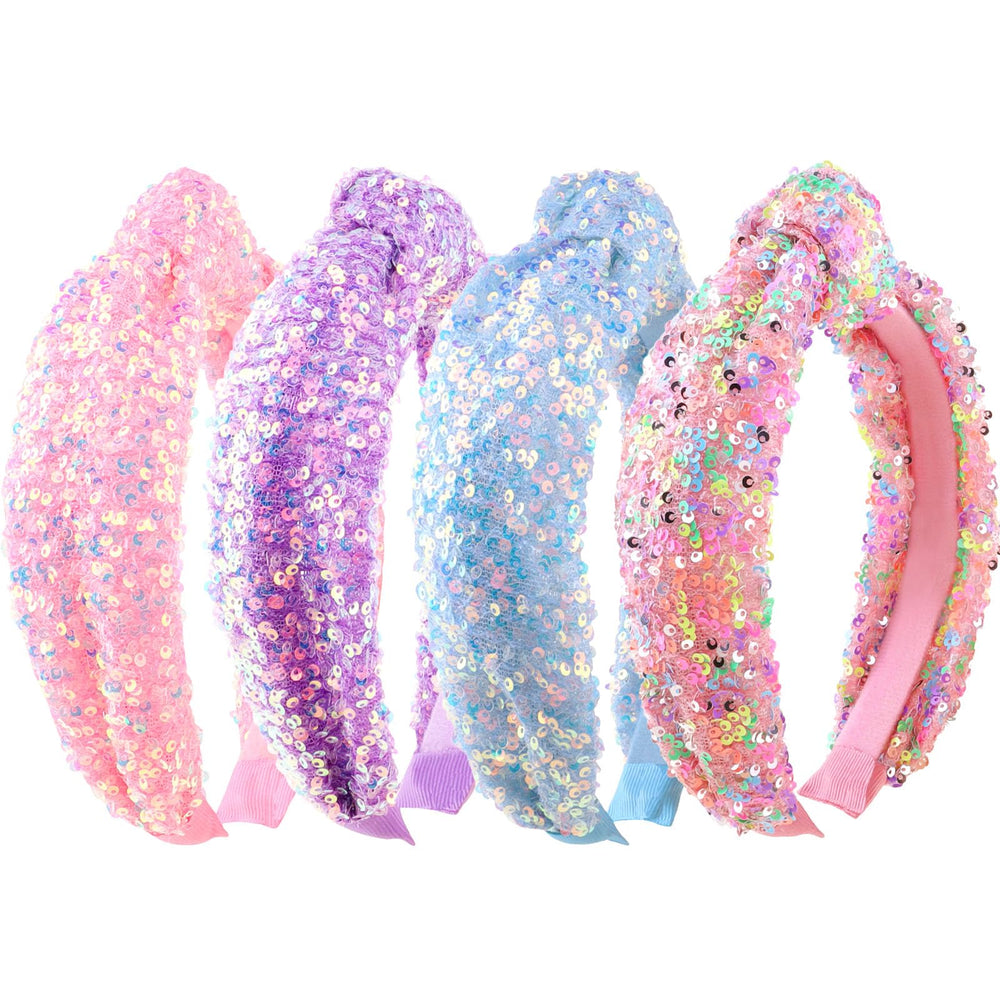 Tihebax knotted headbands pink glitter daily wear sparkle for girls and women