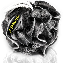 Tilcare XXL charcoal shower loofah pack—three-pack for easy exfoliation.