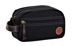 Timberland toiletry bag exterior in black, rugged carry-on companion