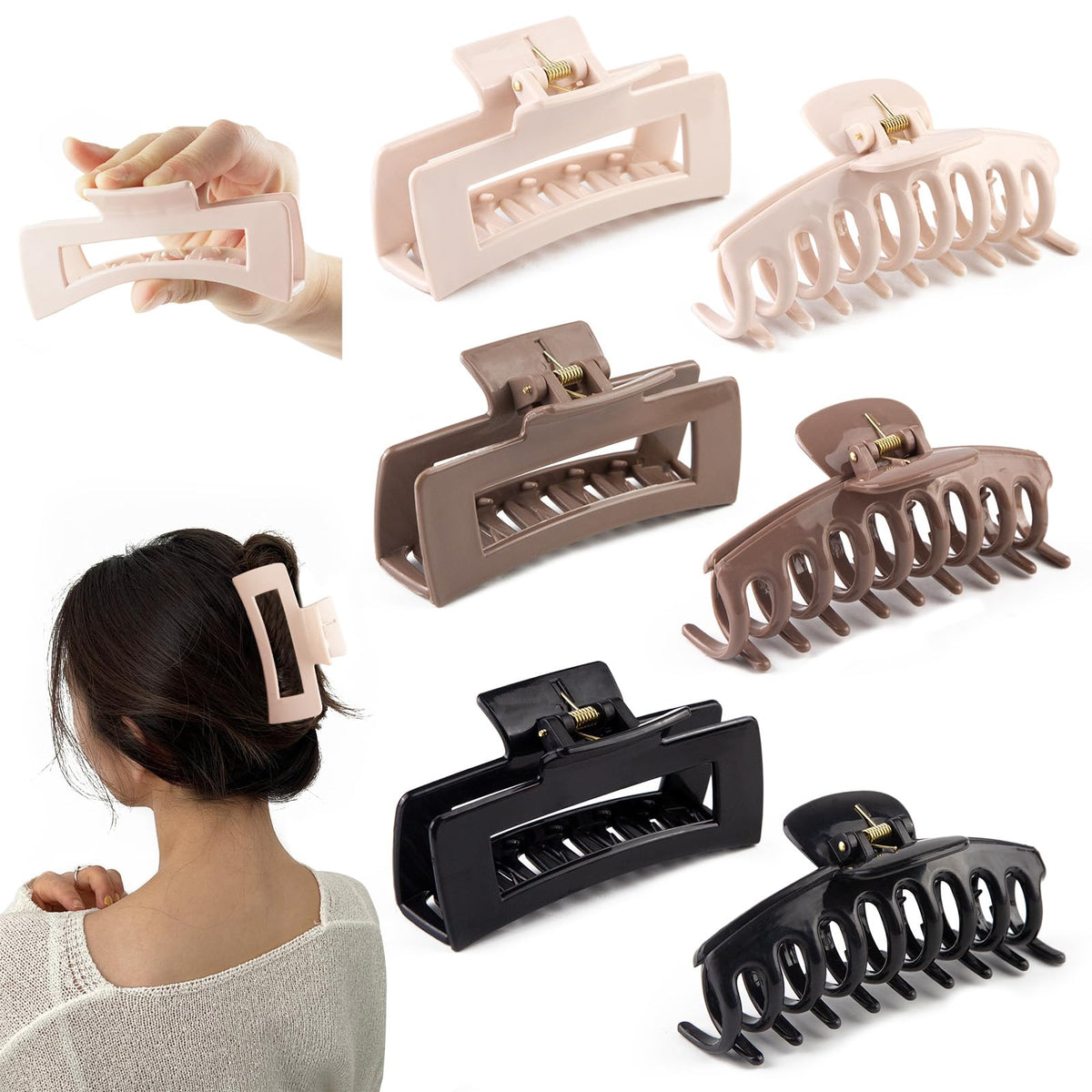 TIME&TRAVE cloud clip khaki square closeup showing gentle grip for fine hair