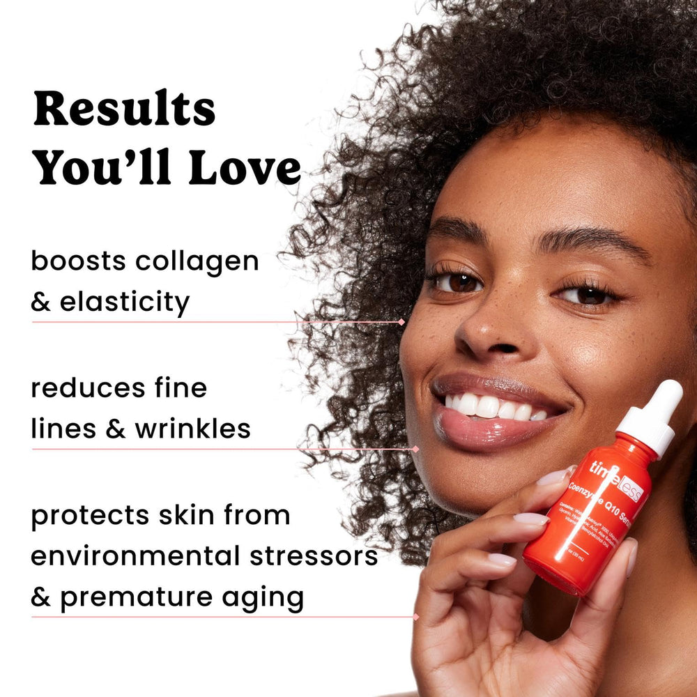 Timeless Skin Care Coenzyme Q10 Serum night routine ready for overnight care.