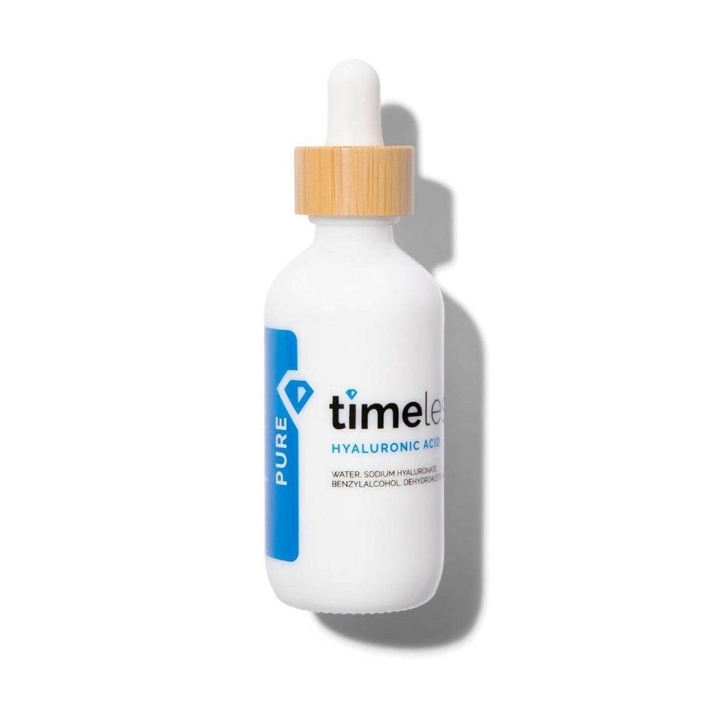 Timeless Skin Care Hyaluronic Acid 100% Pure Serum bottle ready for daily hydration boost.