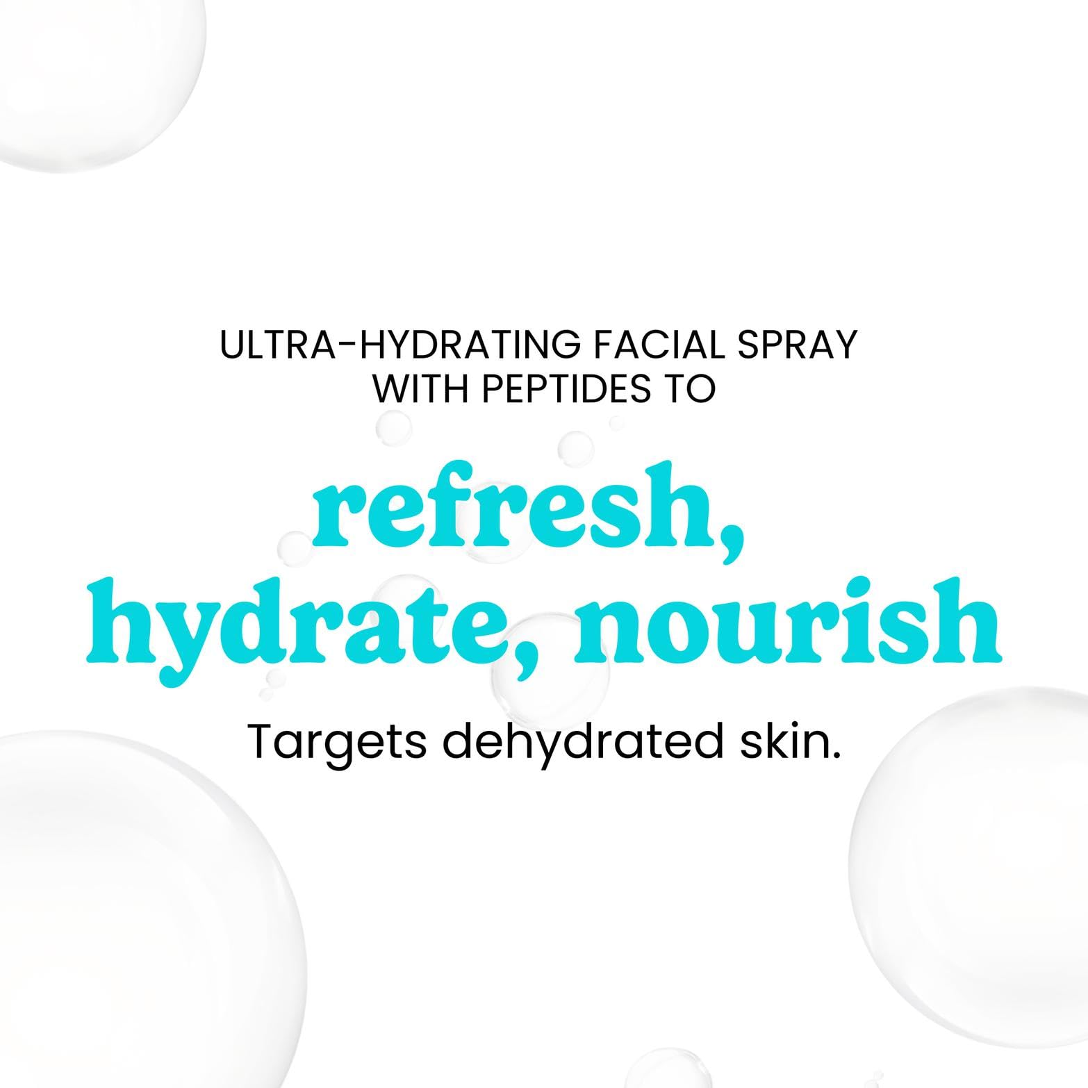 Timeless Skin Care hyaluronic acid face spray application for moisture boost.