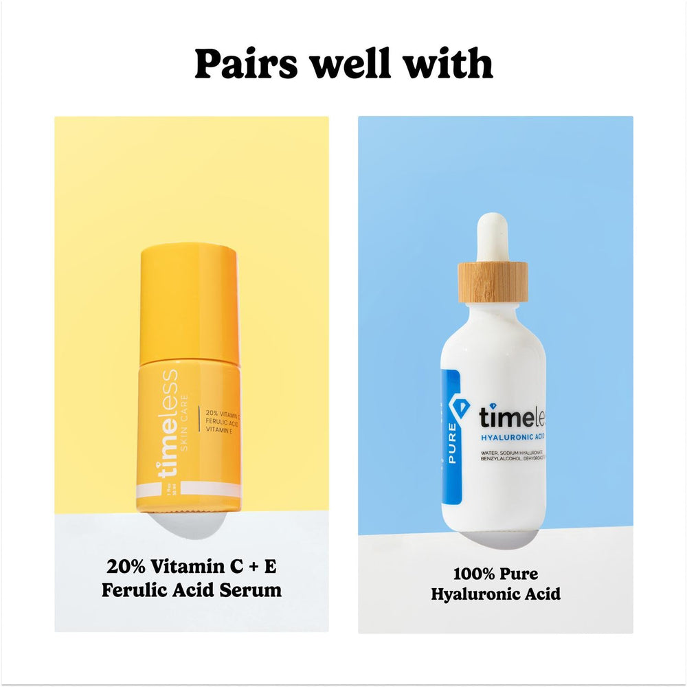 Timeless Skin Care routine graphic for morning and evening skincare.
