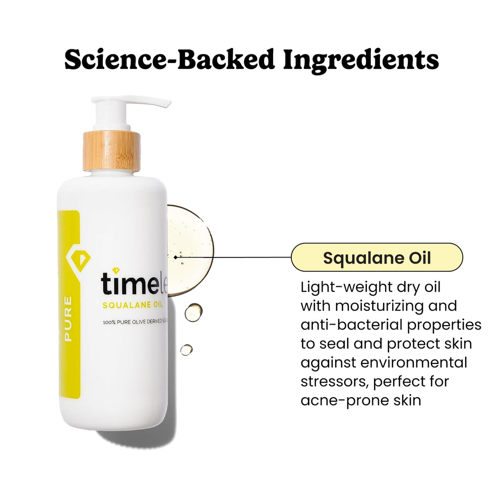 Timeless Skin Care Squalane Oil on hand quick absorption soothing feel