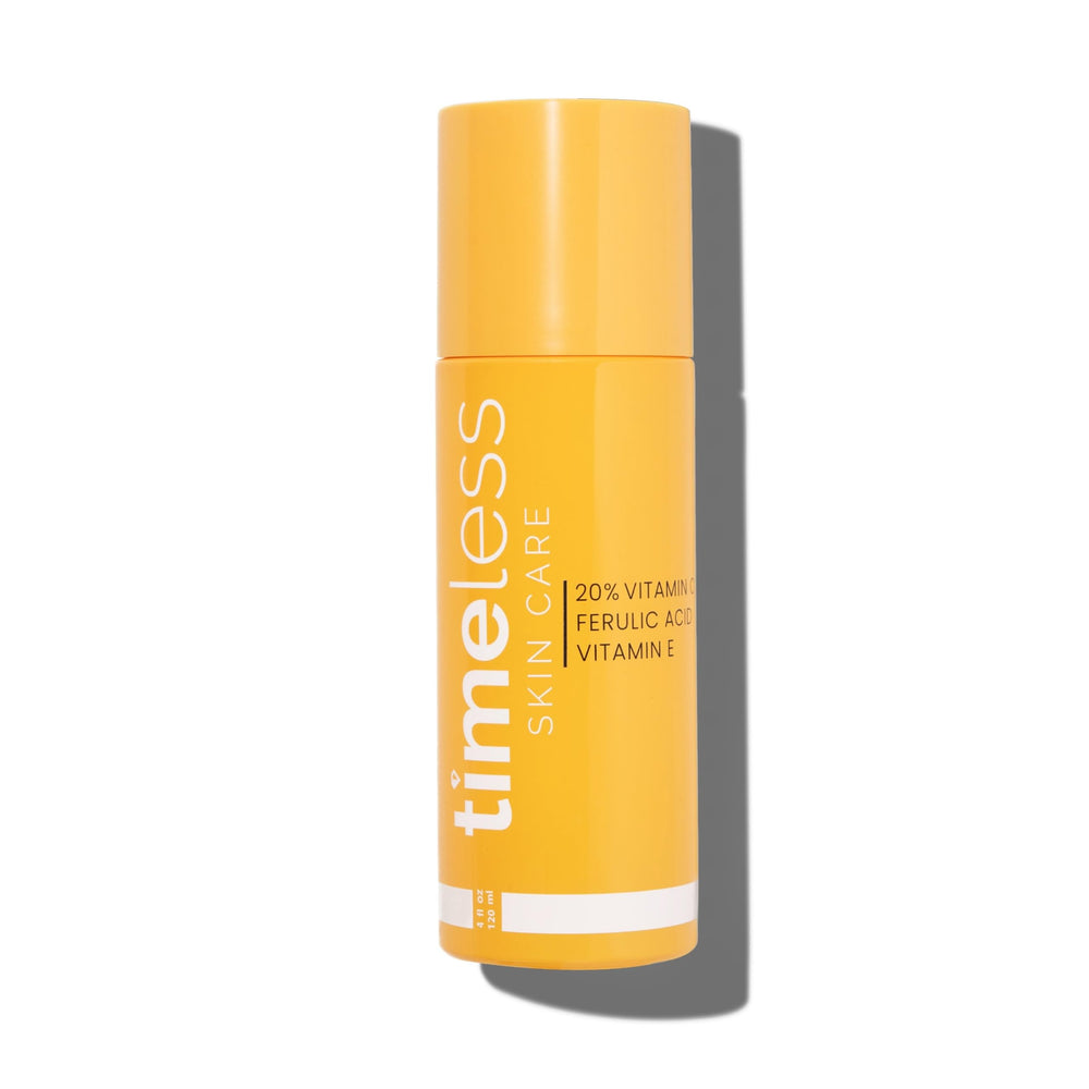 Timeless Skin Care Vitamin C Serum bottle with brightening support for daily use.